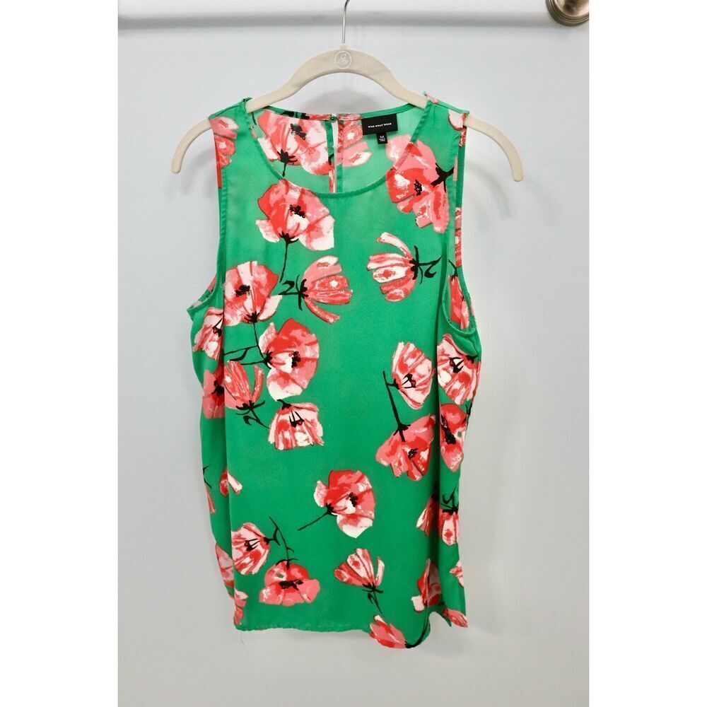 Who what wear green floral shell tank M